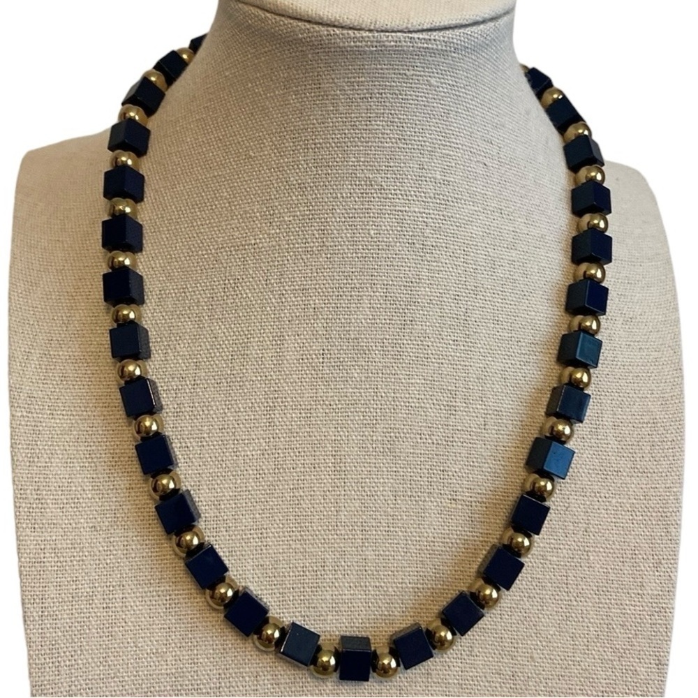 Napier Necklace Geometric Classic Nautical Navy & Gold